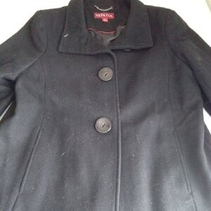 Merona Women's Black Pea Coat Single Breasted Button Down